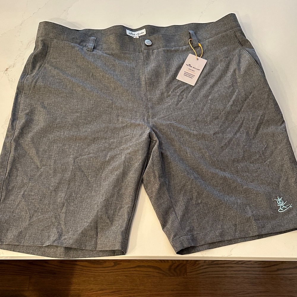 Peter Millar Gray Flat Front Performance Material Shorts